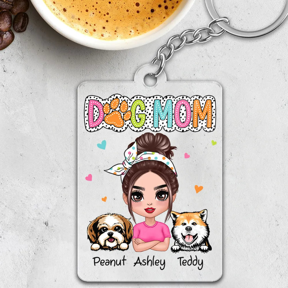 DOG MOM Personalized Acrylic Keychain – You & Your Pups