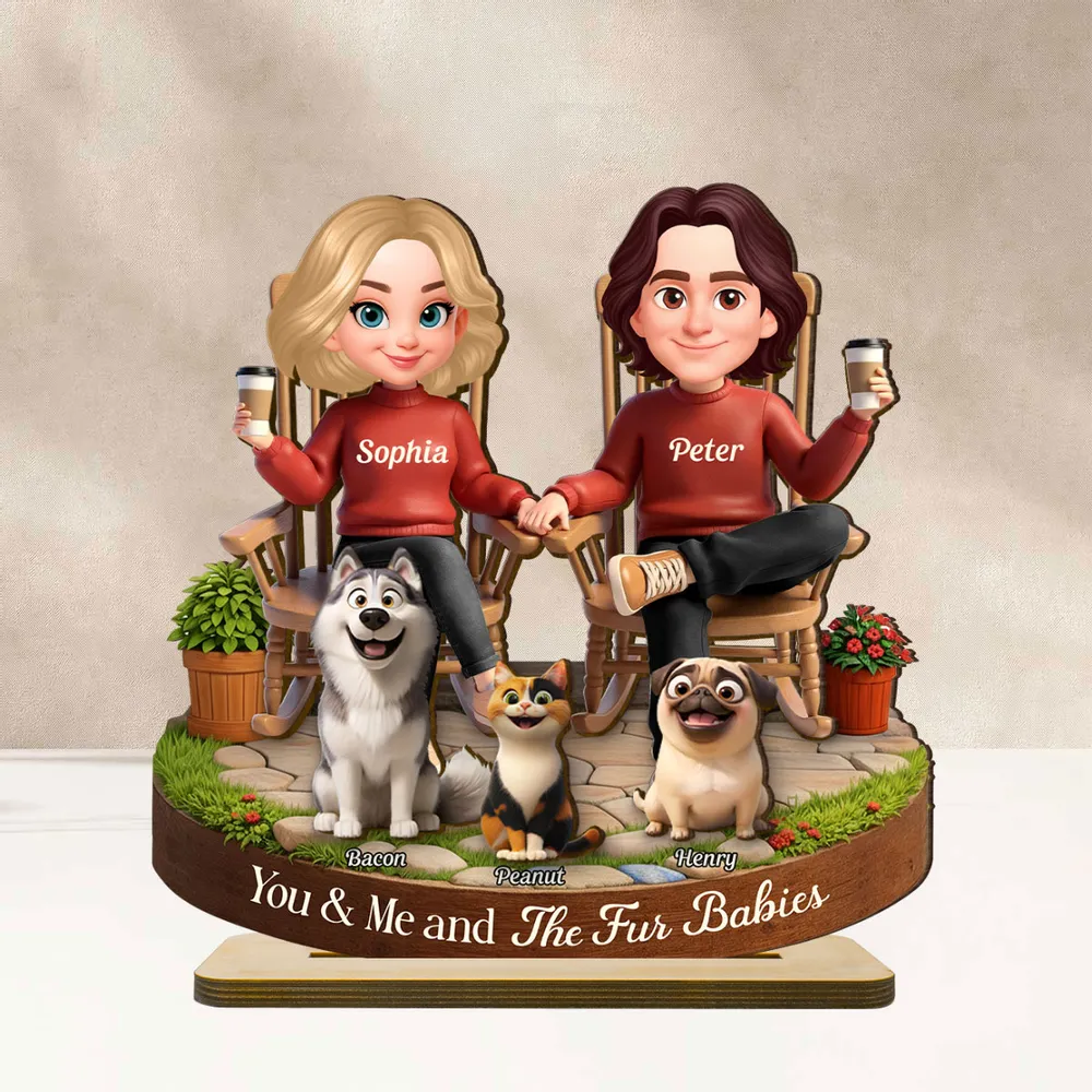 You & Me and The Dog Personalized 2-Layer Wooden Plaque, Sweet Couple & Pup Keepsake for Living Room Display, Gift for Pet Lovers