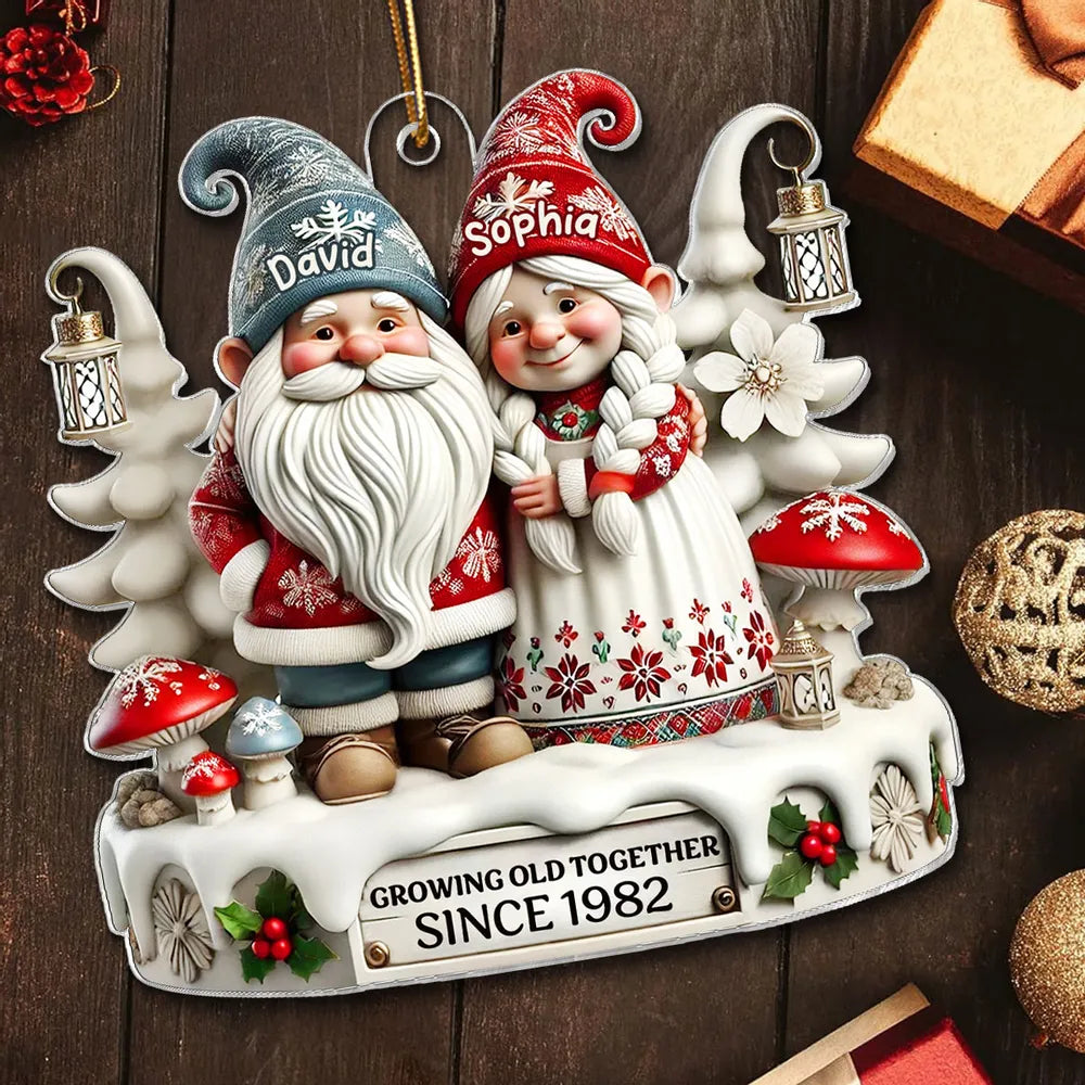 Personalized Christmas Ornament with Elderly Couple, Holiday Gift