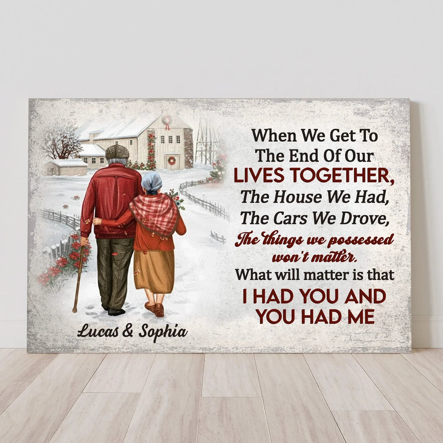 Custom Lives Together Poster for Couples – Snowy Country Walk Artwork, Sentimental Wall Art & Heartfelt Christmas or Anniversary Gift