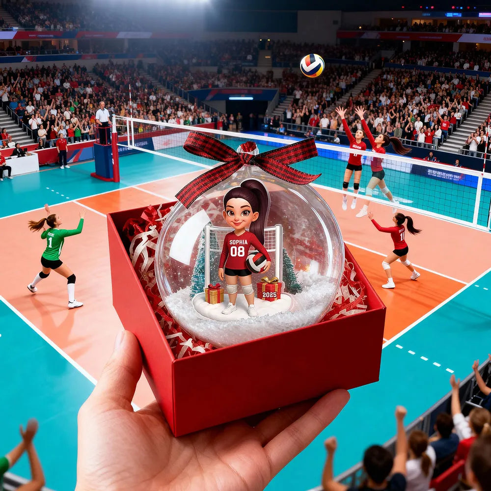 Custom Volleyball Girl Ornament - Unique Christmas Snow Globe Gift for Daughter, Teammate or Sports Lover Keepsake