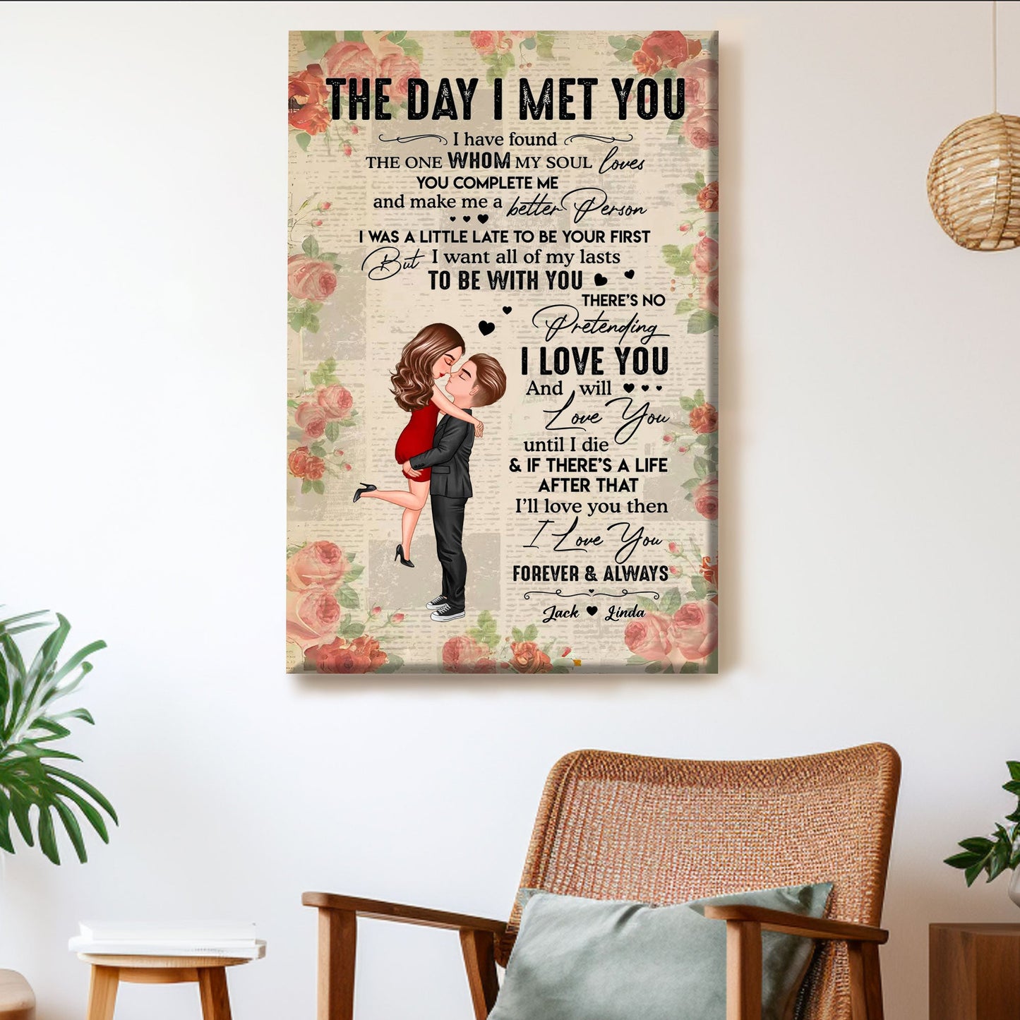 Personalized Vertical Poster for Couples - "The Day I Met You" Romantic Gift