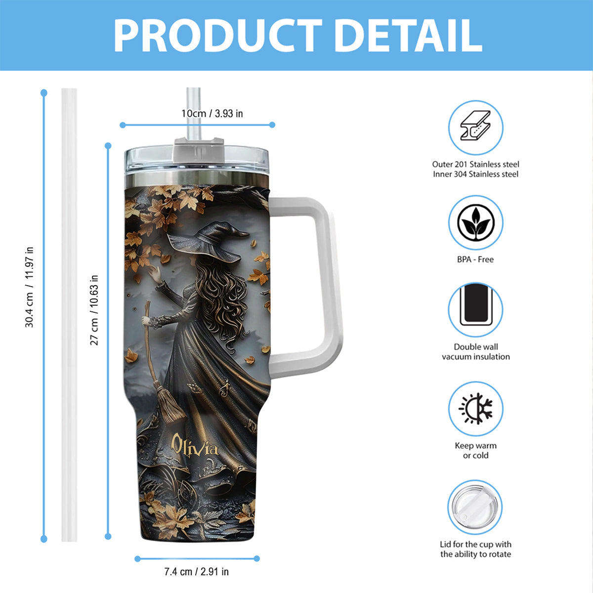 Beautiful Witch - Personalized Witch Tumbler With Handle