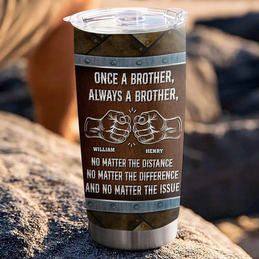 Personalized Insulated Travel Tumbler Once A Brother Always A Brother Gift for Brother, Fist Bump Design