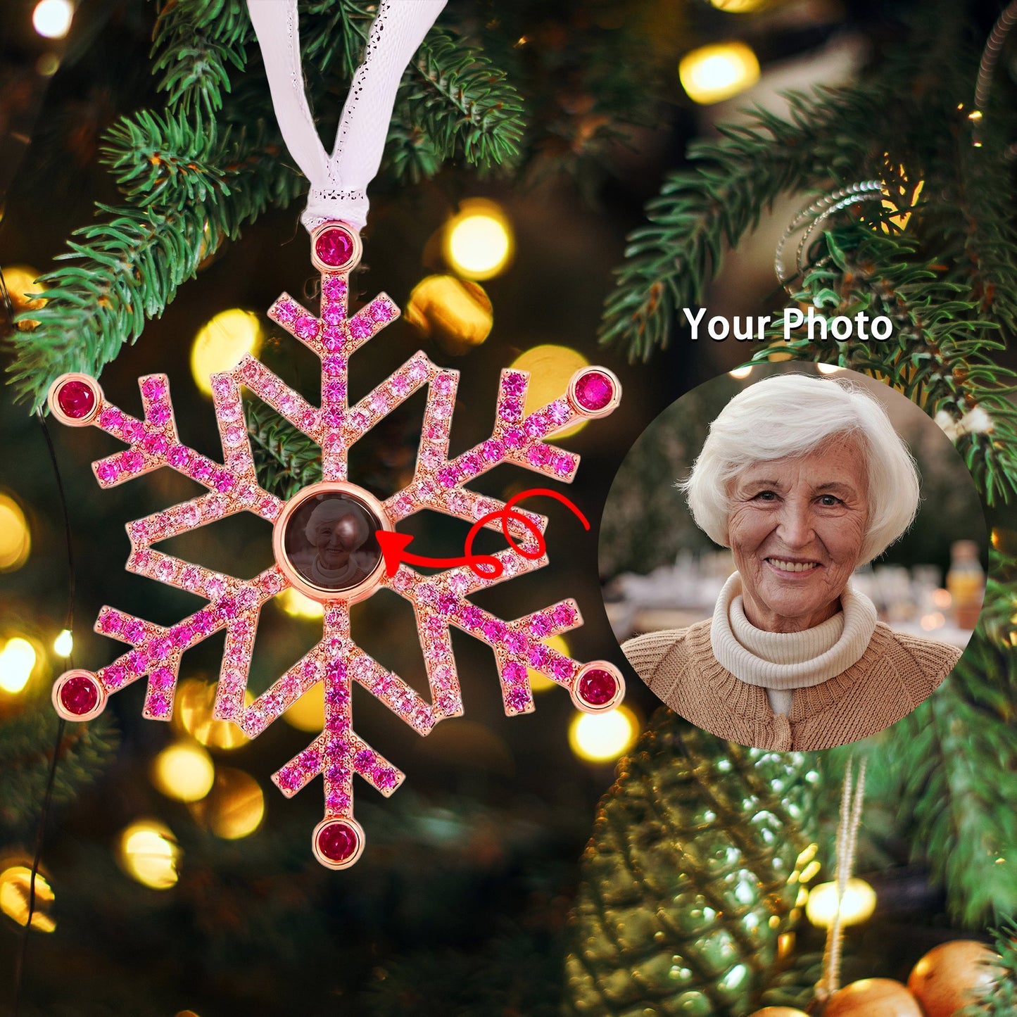 Capture Your Love in Sparkling Elegance - Personalized Photo Ornament