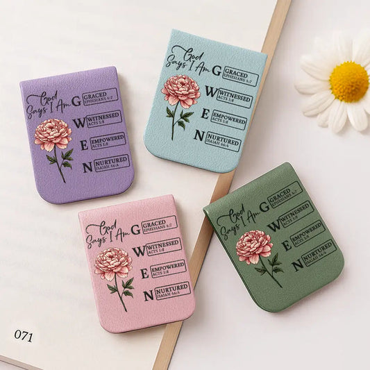 Personalized Leather Magnetic Bookmark with Faith Quotes and Birth Flower, Custom Name Initial Gift for Book Lovers