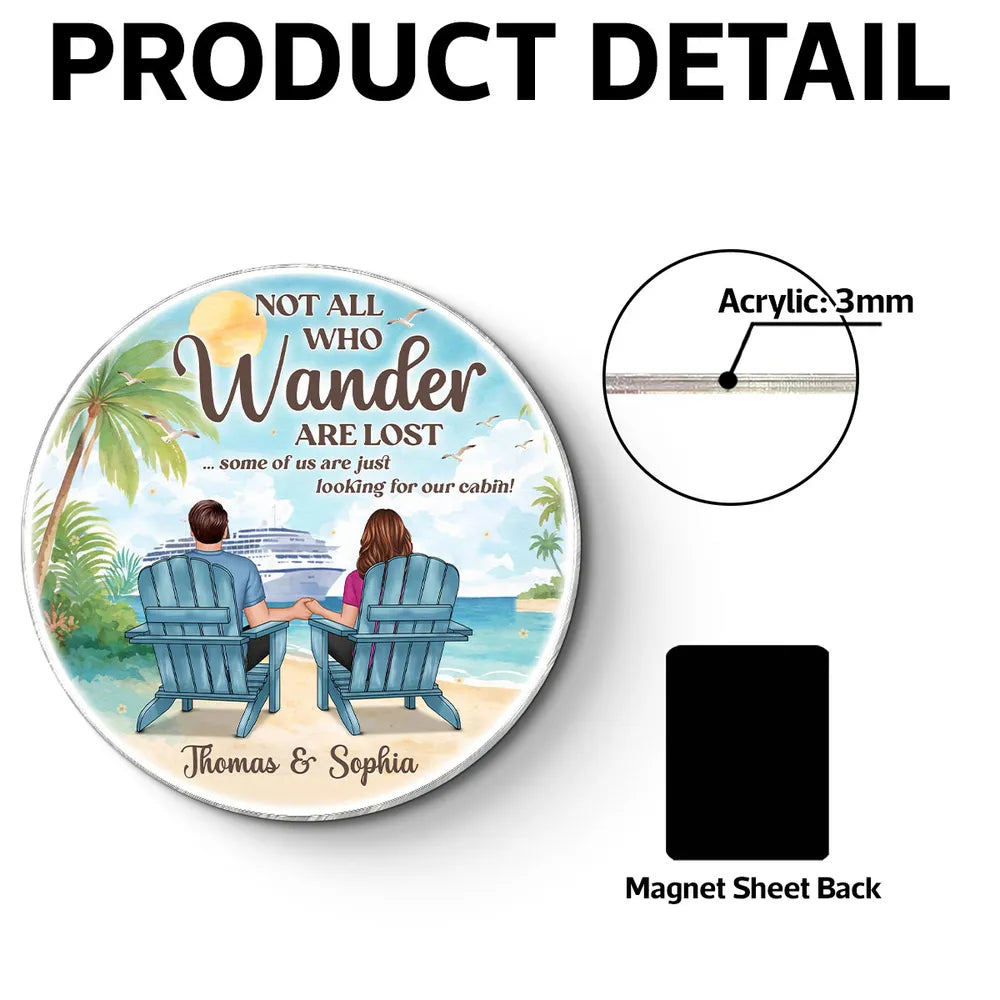 Personalized Acrylic Magnet, Cruise Partners For Life Couple Back View Beach Scene, Unique Cruise Door Gift