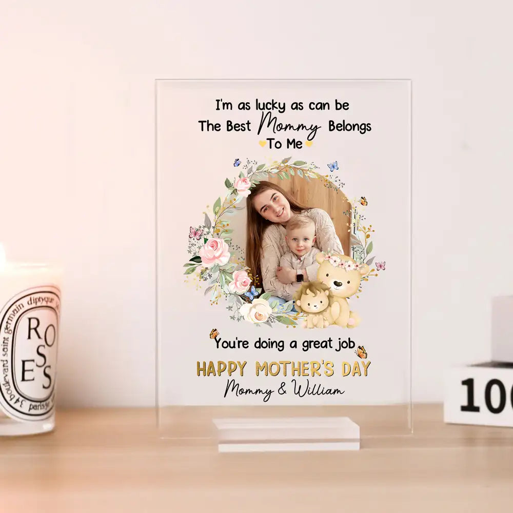 Personalized Baby Plaque with Sweet Floral Elephants Design