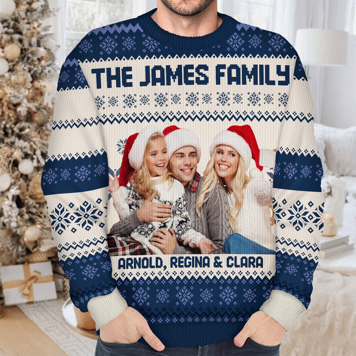 Personalized Christmas Printed Sweatshirt with Custom Family Photo – Cozy Holiday Keepsake & Unique Gift for Parents or Grandparents
