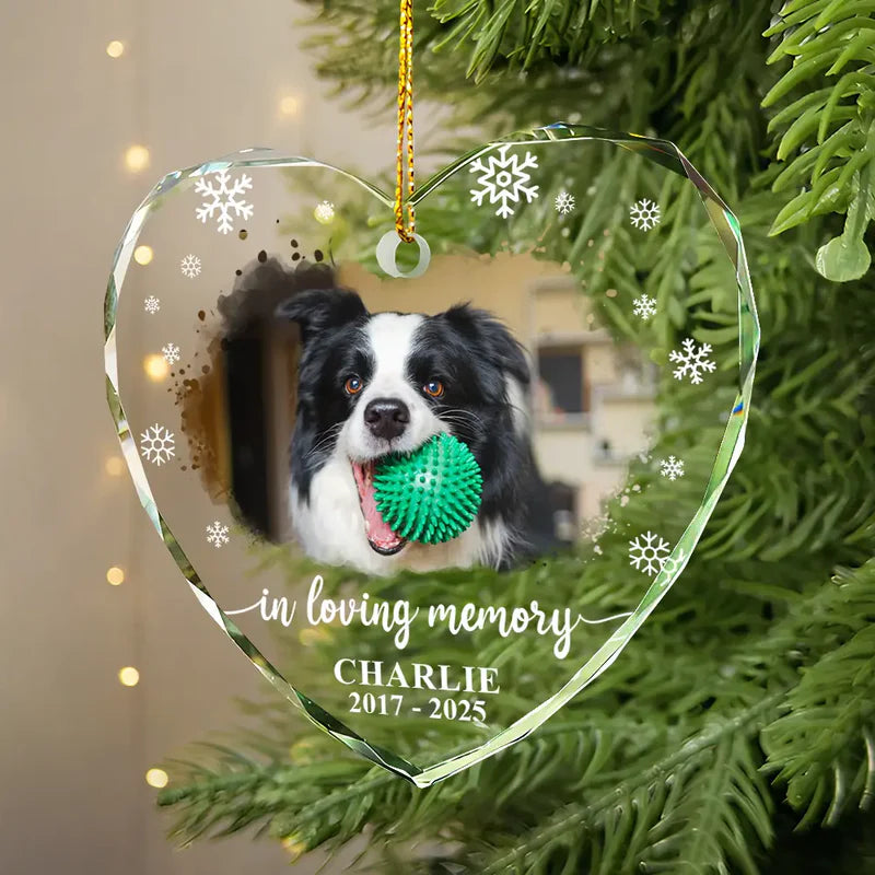 Personalized Crystal Heart Ornament Pet Memorial Gift