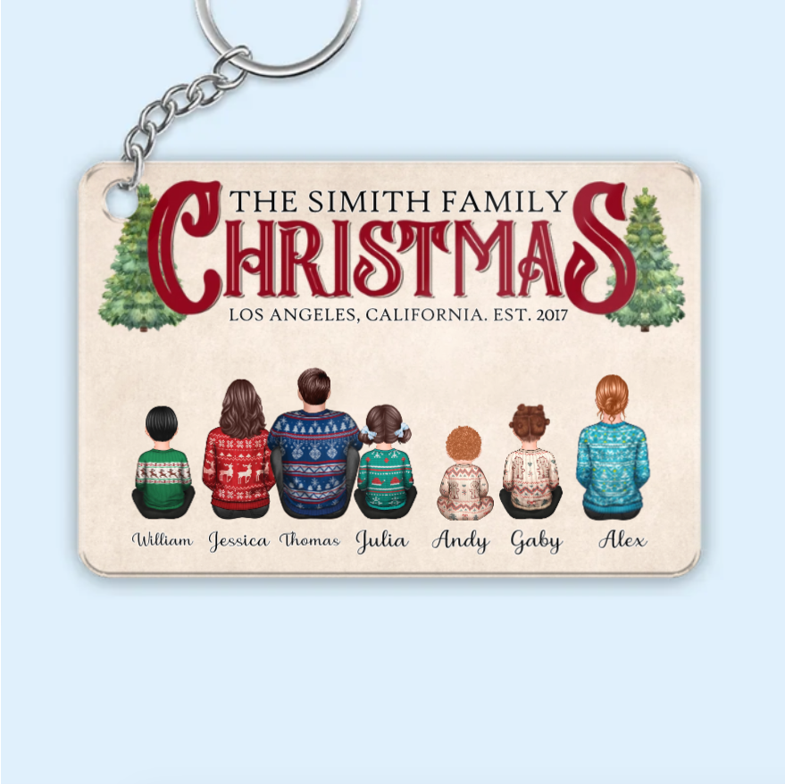 Christmas Family Sitting Together Personalized Poster, Christmas Decoration