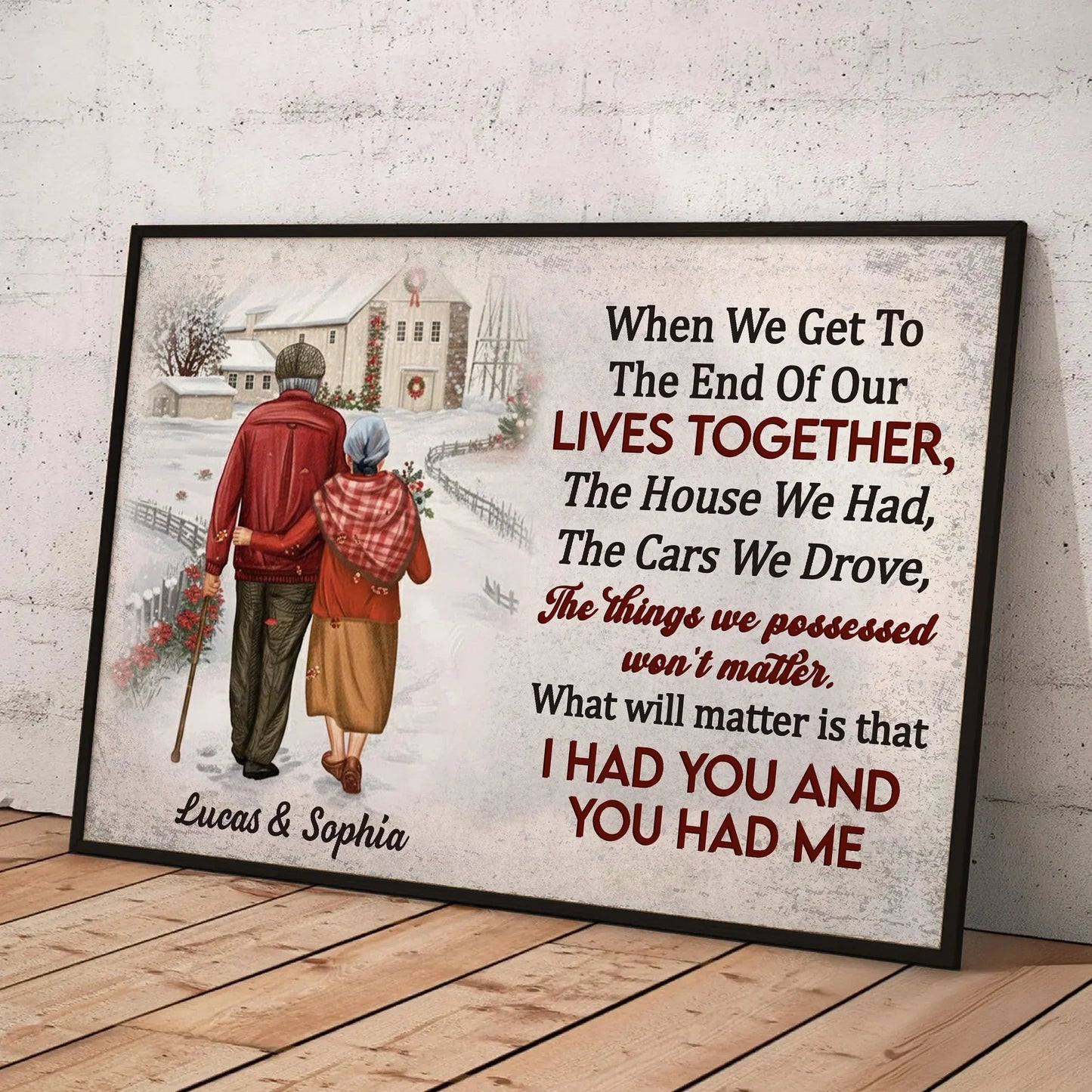 Custom Lives Together Poster for Couples – Snowy Country Walk Artwork, Sentimental Wall Art & Heartfelt Christmas or Anniversary Gift