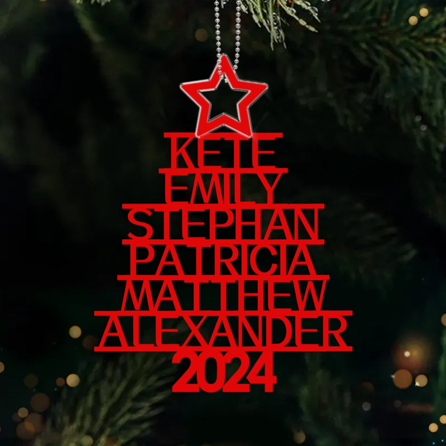 Custom Family Christmas Ornament - Personalized Wood/Acrylic Decor Gift