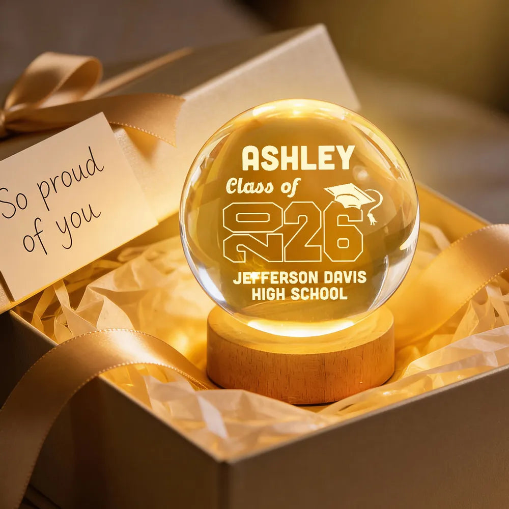 Globe Lamp with Personalized Class of Design, Warm Cozy Nightstand Glow, Meaningful Gift for a Grad