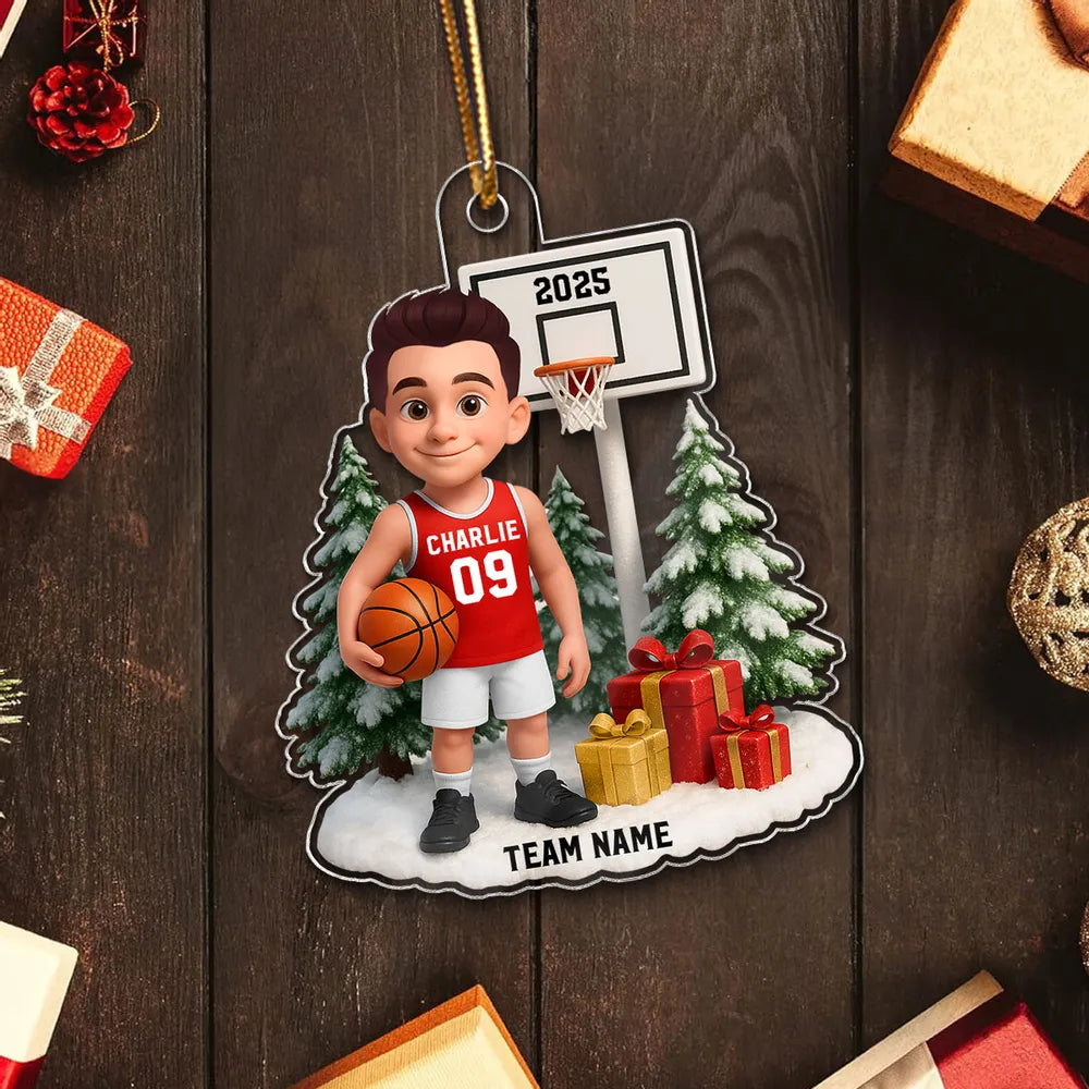 Basketball Acrylic Ornament with Custom Design – Festive Tree Decoration & Perfect Gift for Sports Lovers
