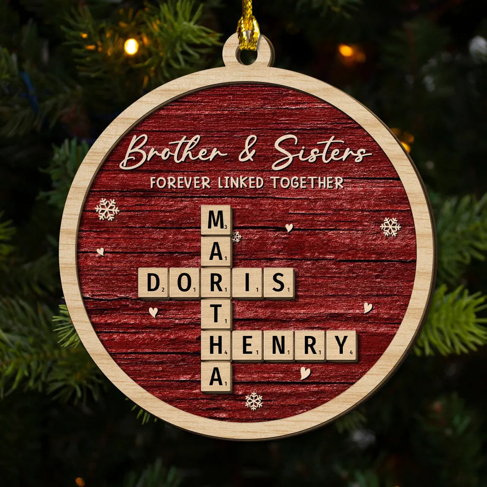 2-Layer Wooden Ornament – rustic red style with snowflakes, heartwarming Christmas gift for family and friends