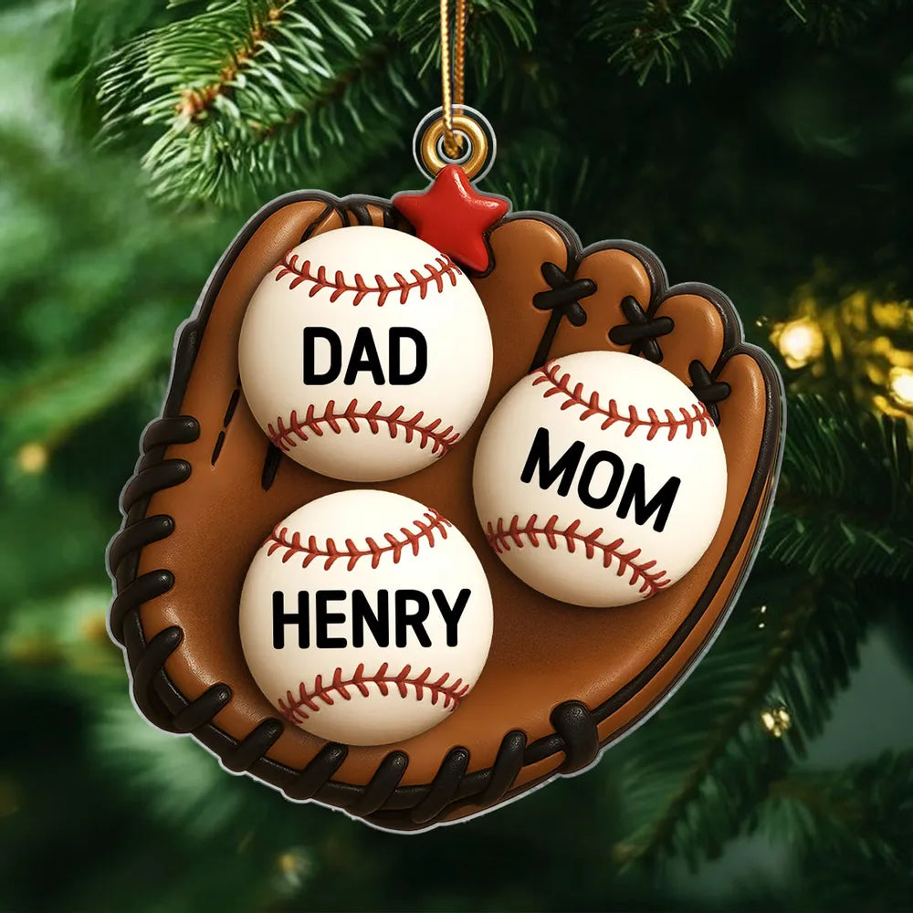 Family Baseball Theme Ornament, Heartwarming Holiday Decoration