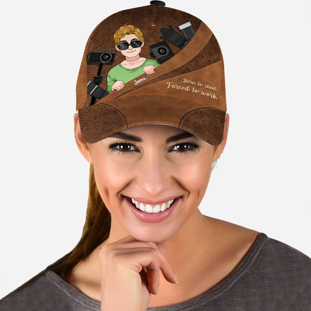 Born To Shoot Forced To Work - Personalized Photography Classic Cap