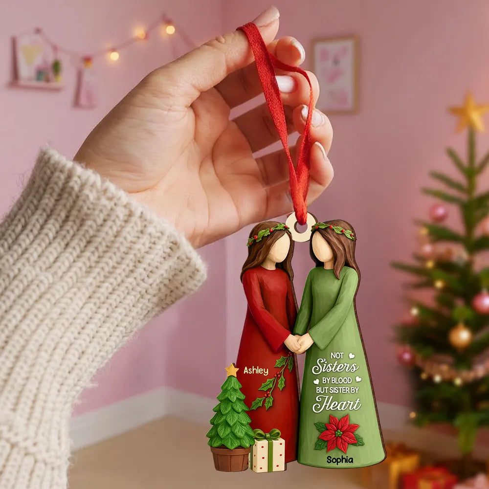 Christmas Wooden Ornament Featuring Friendship Theme · Heartwarming Décor Piece · A Thoughtful Gift for Friends