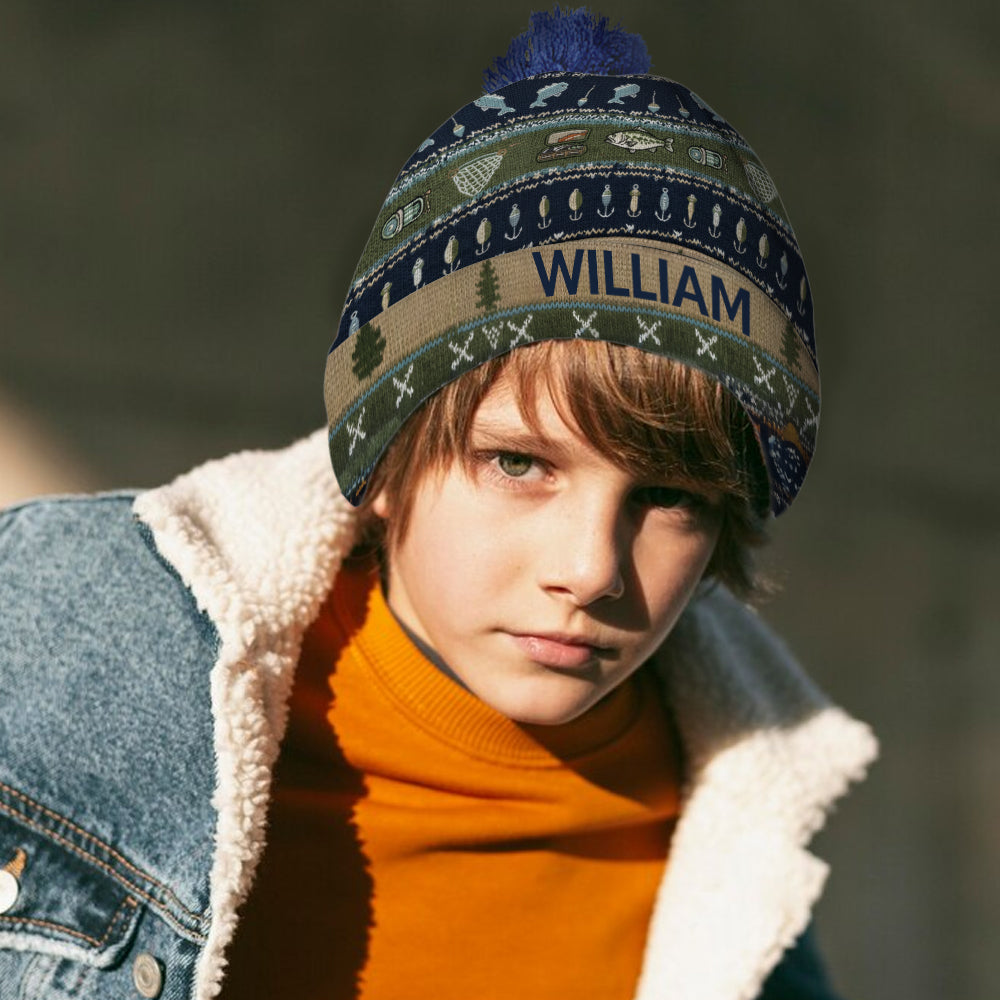 Hooked on Fishing - Personalized Fishing Beanie Hat