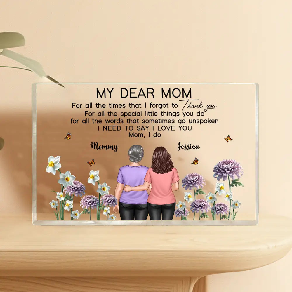 Mother-Daughter Acrylic Plaque with Flower Field Design
