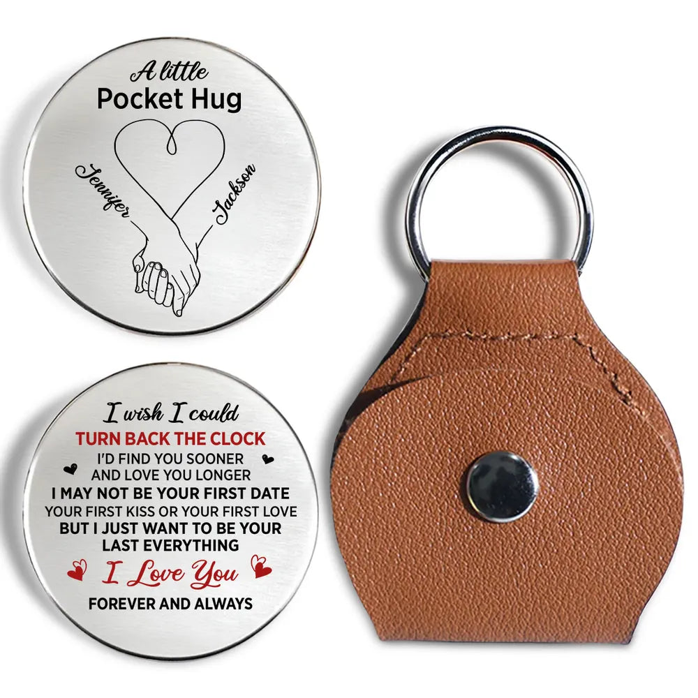 Personalized Pocket Hug Token with Holding Hands Heart Design, Everyday Love Keepsake, Unique Romantic Gift