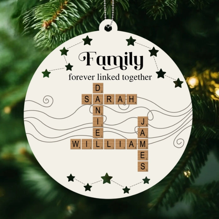 Personalized Family Name Crossword Double-Layer Wooden Ornament - A Heartfelt Gift to Celebrate Togetherness