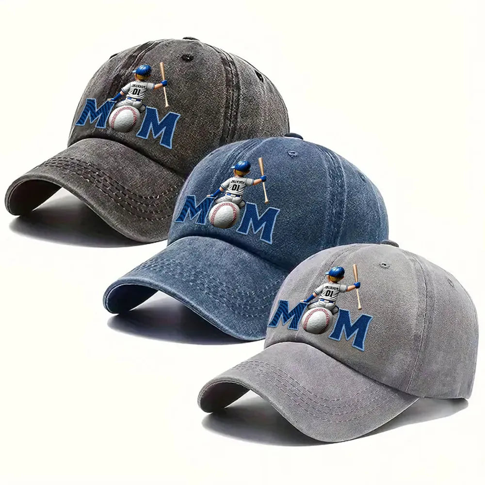 Mom's Washed Denim Baseball Cap - Soft & Breathable Hat
