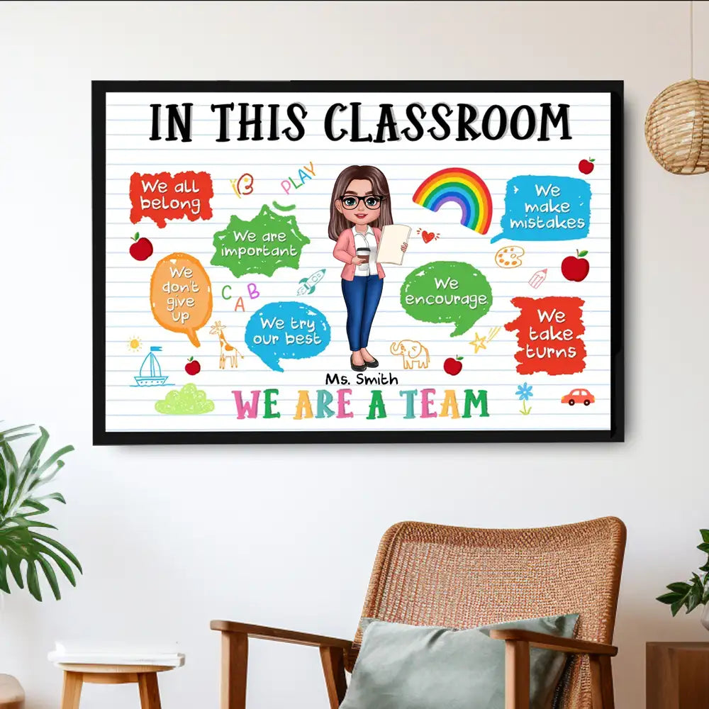 In This Classroom We Are a Team – Personalized Teacher Poster