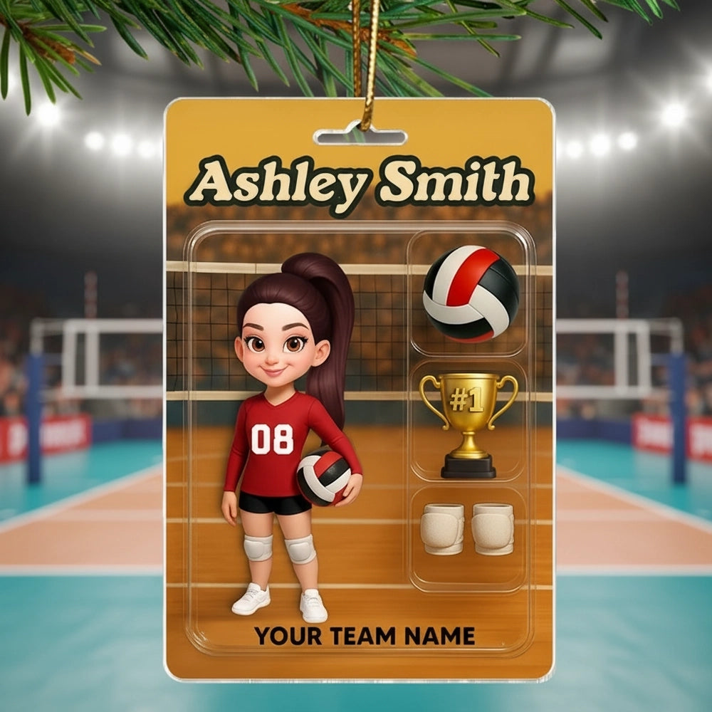 Acrylic Ornament - Custom Volleyball Player on Court, Festive Keepsake, Easy to Hang, Unique Gift for Players & Coaches