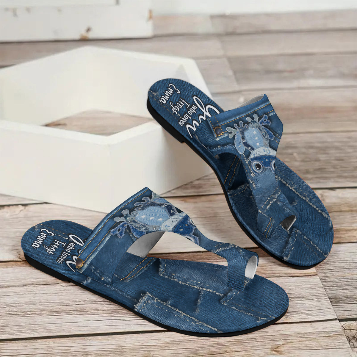 Just A Girl Who Loves Frog - Personalized Frog Open Toe Sandals