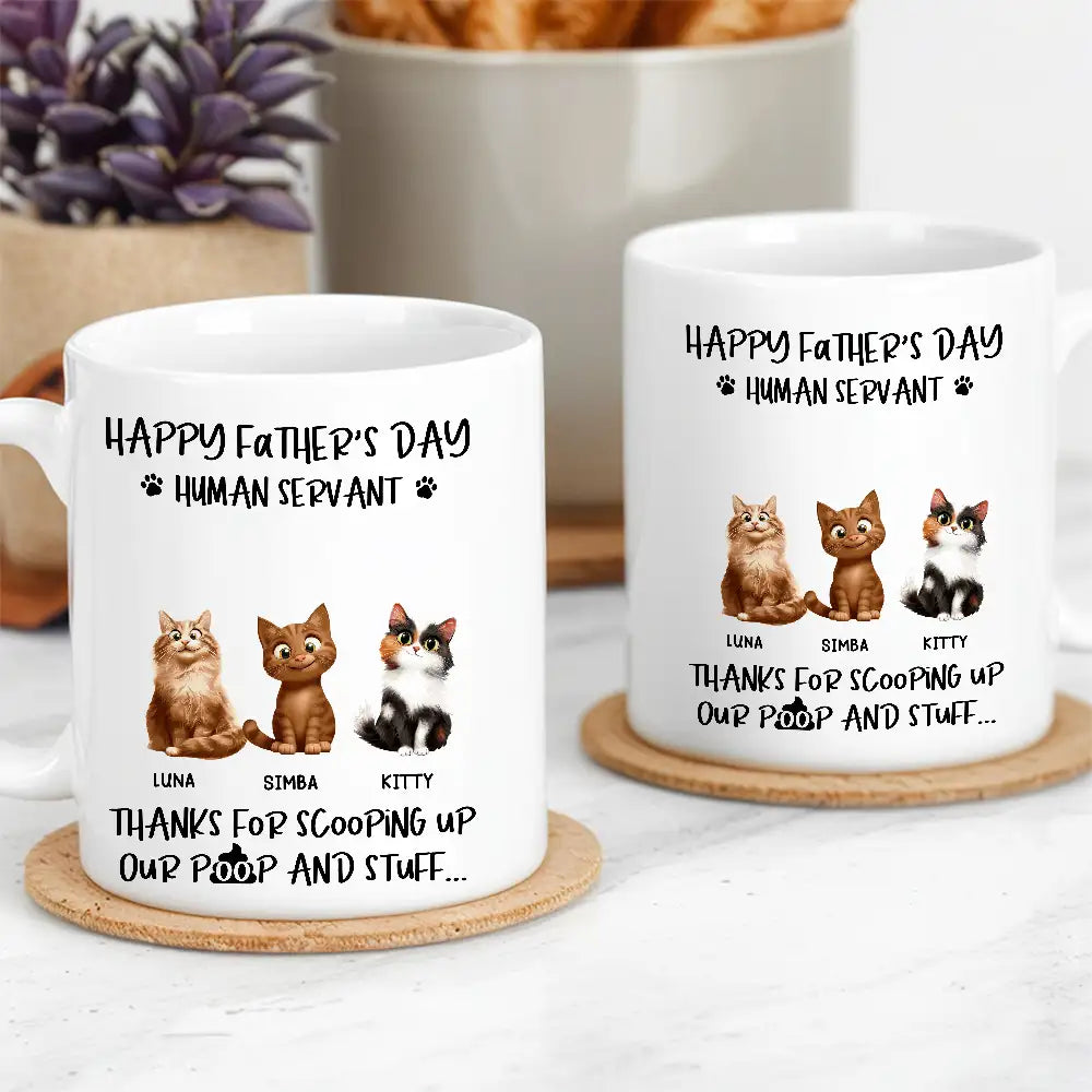 "Thanks for Scooping My Poop" Father's Day White Ceramic Mug – Custom Pet Design for Dad