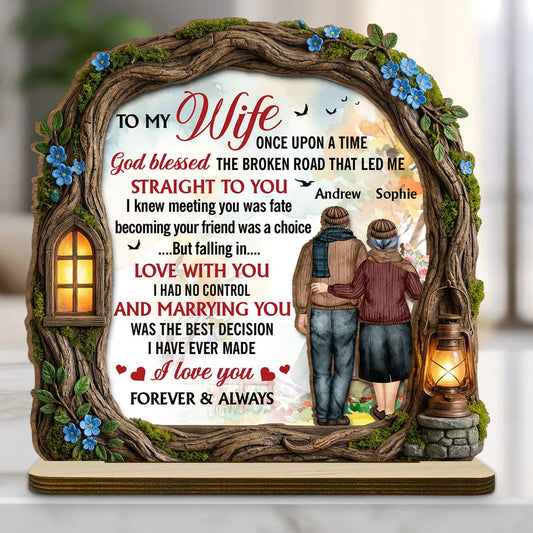 To My Wife Personalized 2-Layer Wooden Plaque, Heartwarming Forever & Always Quote, Thoughtful Unique Gift for Her