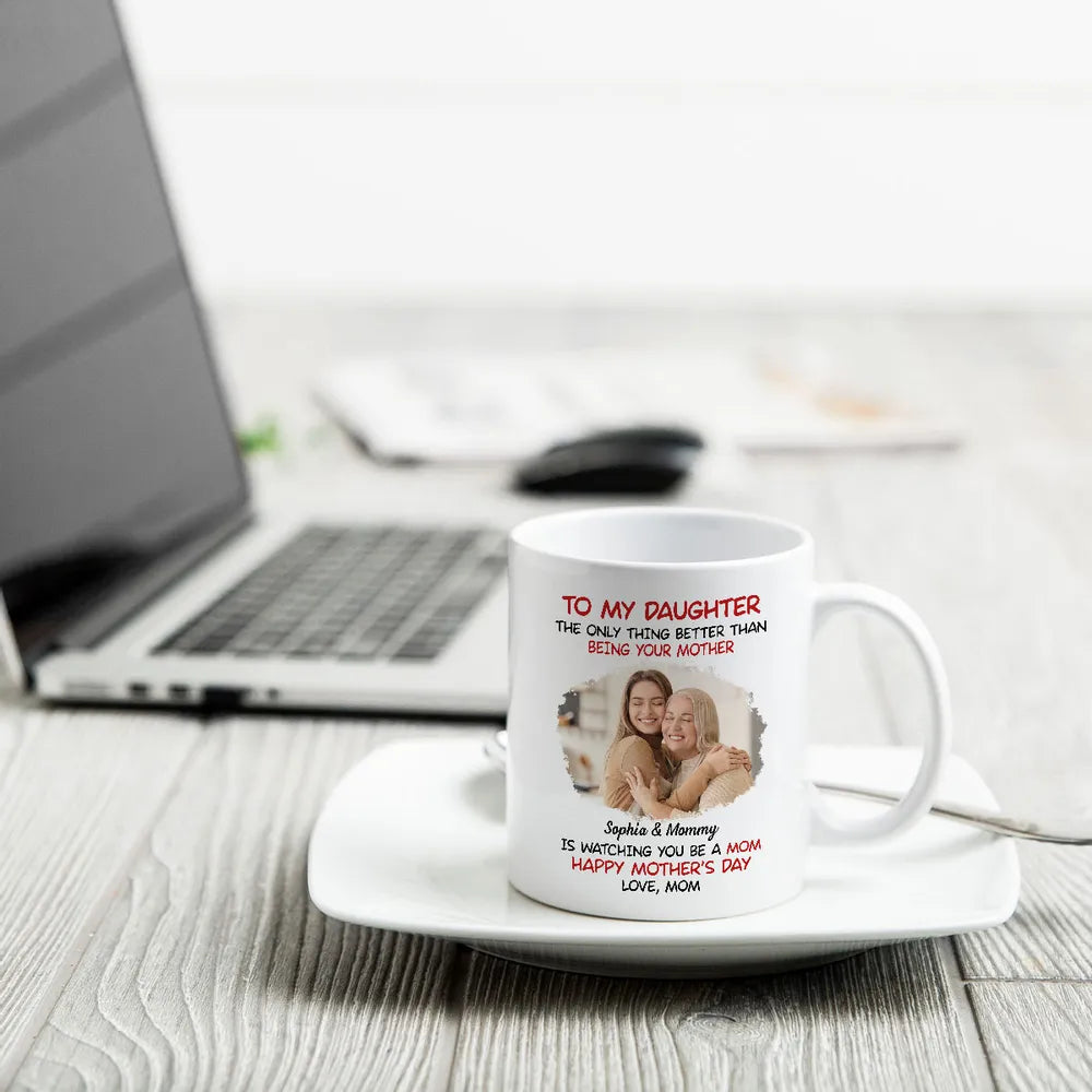 Mother's Day Exclusive Gift – Ceramic Mug, Poster, and Plaque Featuring Hugging Scene with 'To My Daughter, Happy Mother’s Day'