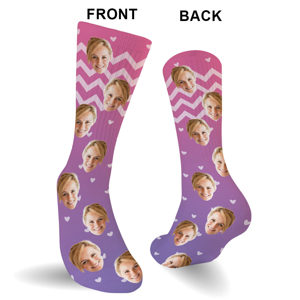 Custom Face Purple Pattern - Personalized Step Mom Socks