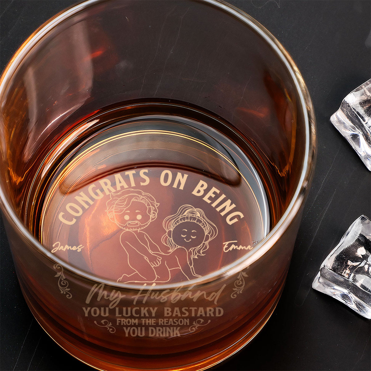 Congrats On Being My Husband Boyfriend - Personalized Couple Engraved Whiskey Glass