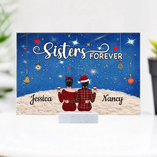 Sisters Forever - Personalized Plaque, Ornament, Poster, Keychain, Blanket or Cup - A Heartfelt Gift for Your Best Friend or Sister