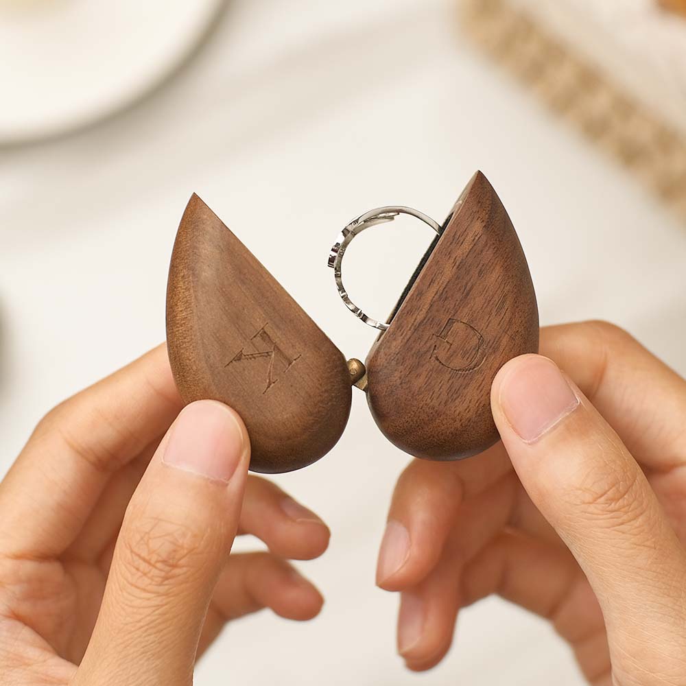 Custom Text - Personalized Custom Text Secret Engraved Heart Shape Ring Box