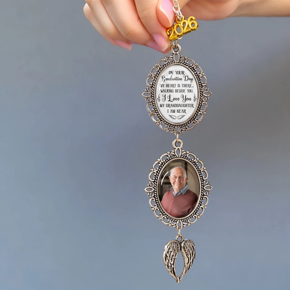 Personalized Stainless Steel Tassel Charm Graduation Gift with Photo Keepsake and 'On Your Graduation Day' Message