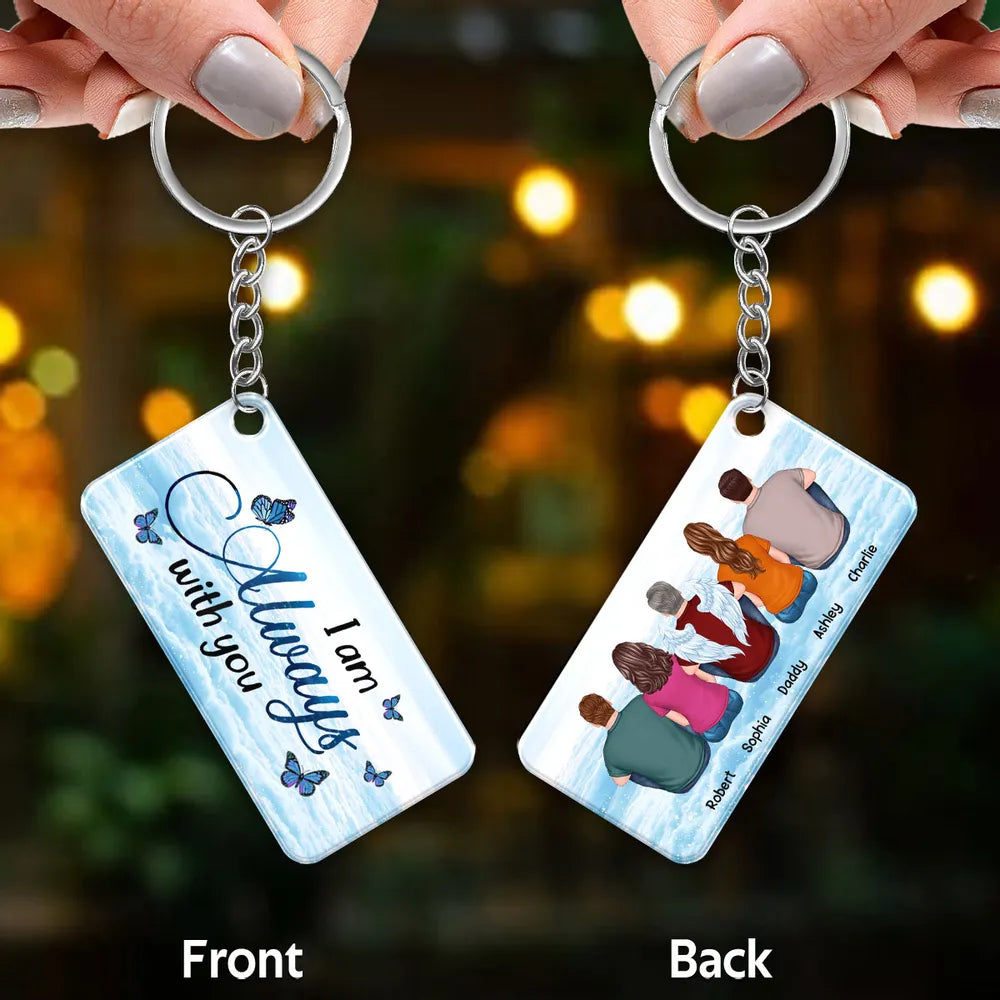 Always With You Grandma Grandpa Dad Mom Kids Dogs Cats Family Memorial Personalized Acrylic Keychain, Sympathy Gift, Remembrance Gift