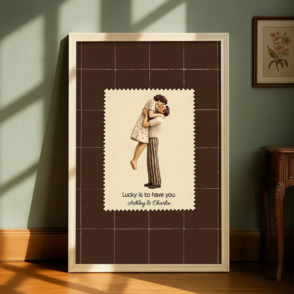 Lucky is to have you Couple Poster, Personalized Romantic Wall Art for Home Decor, Thoughtful Unique Gift for Couples