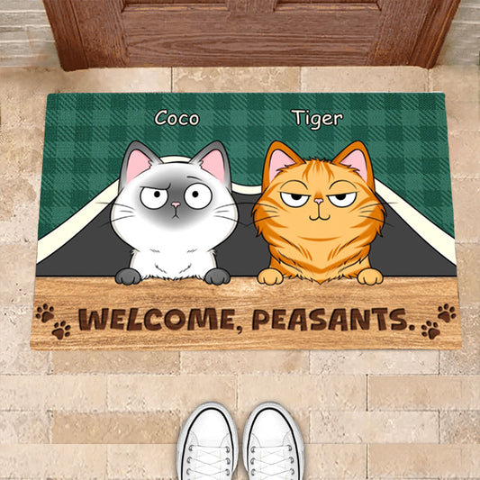 Personalized Funny Cat Doormat – Cute Pet Illustration, Premium or Standard Doormat, Perfect for Pet Owners’ Homes, Funny Housewarming Gift