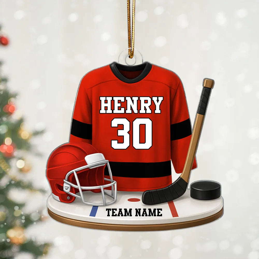 Acrylic Ornament Hockey Jersey, Customizable, Holiday Tree Ready, Team Spirit Keepsake, Unique Gift for Players & Fans