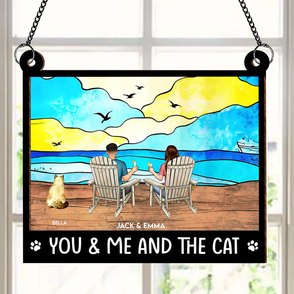You & Me and the Dogs Mountain Sunset Wood and Acrylic Ornament – Personalized Gift for Couples and Dog Lovers