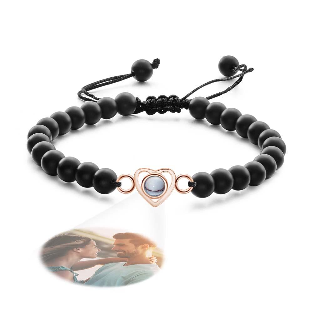 I Love You - Personalized Couple Photo Projection Beads Heart-Shaped Bracelet