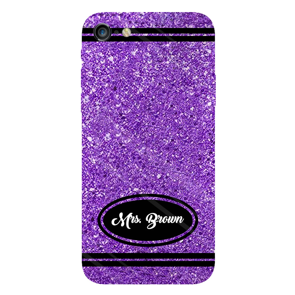 Artificial Glitter Crayon Design - Personalized Teacher Full Print Phone Case & Phone Grip