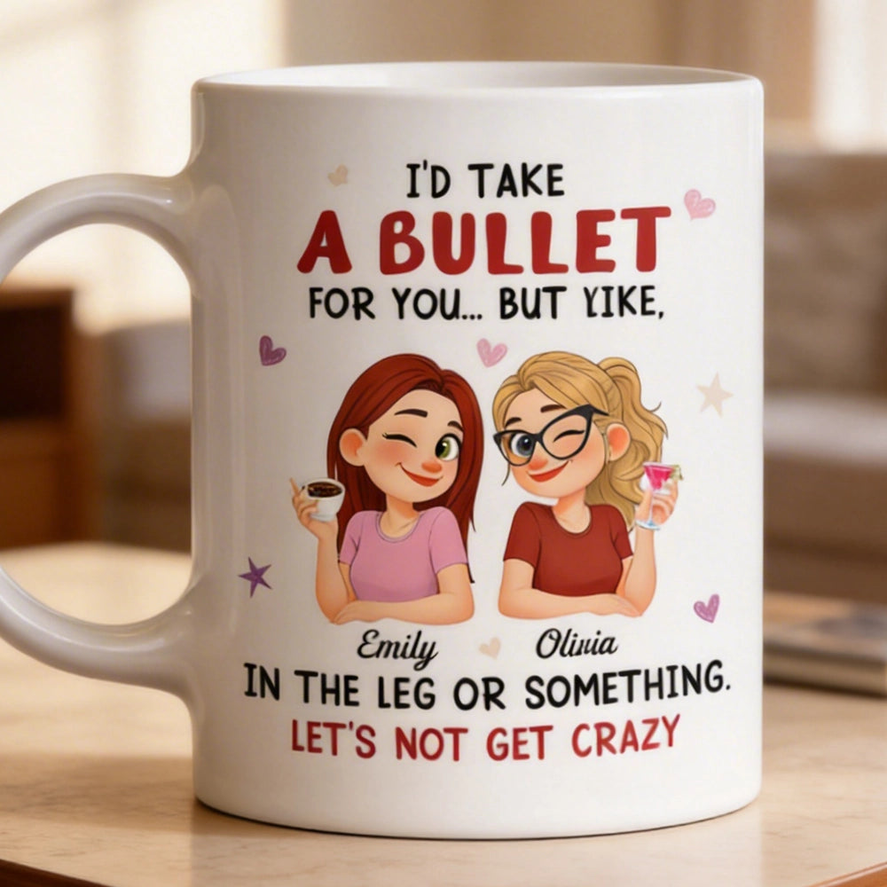 Personalized Best Friend Ceramic Mug Funny 'Let's Not Get Crazy' Cute Cartoon Coffee Gift for Bestie Coworker
