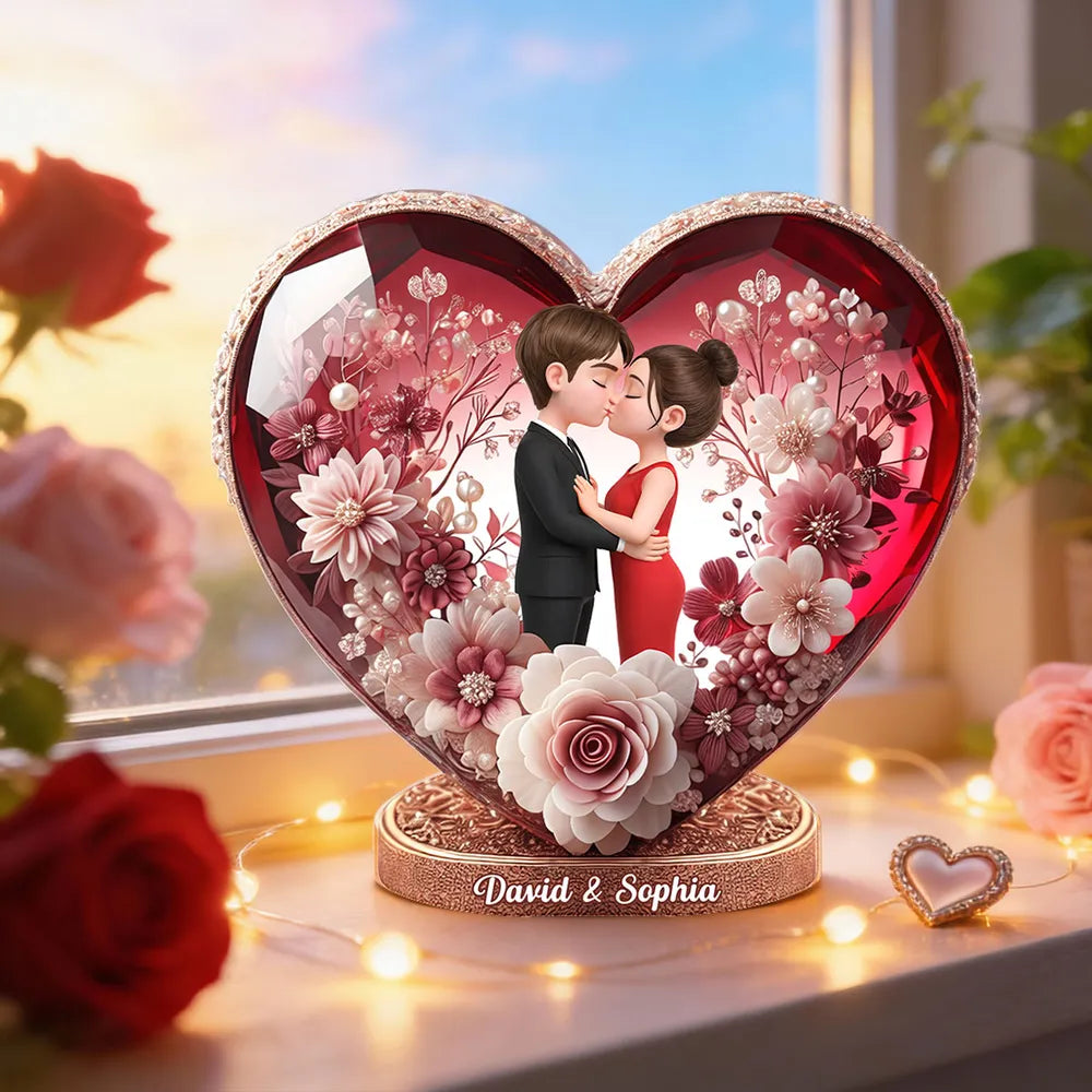 Eternal Love Heart Shaped Acrylic Block Plaque, Personalized Keepsake for a Couple - Sweet Home Accent, Thoughtful Gift for Her or Him