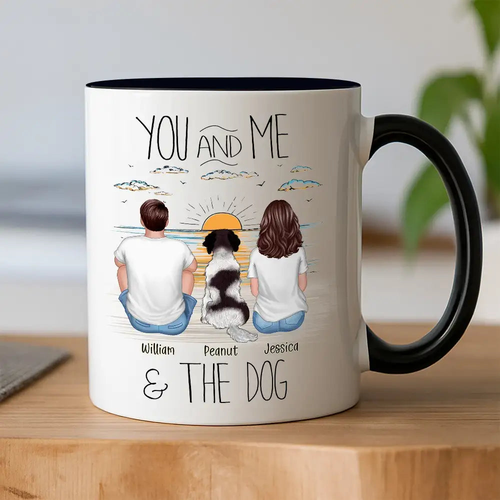 “You, Me & the Dog” Personalized Sunrise Mug – Romantic Gift for Dog Lovers or Cat Lovers