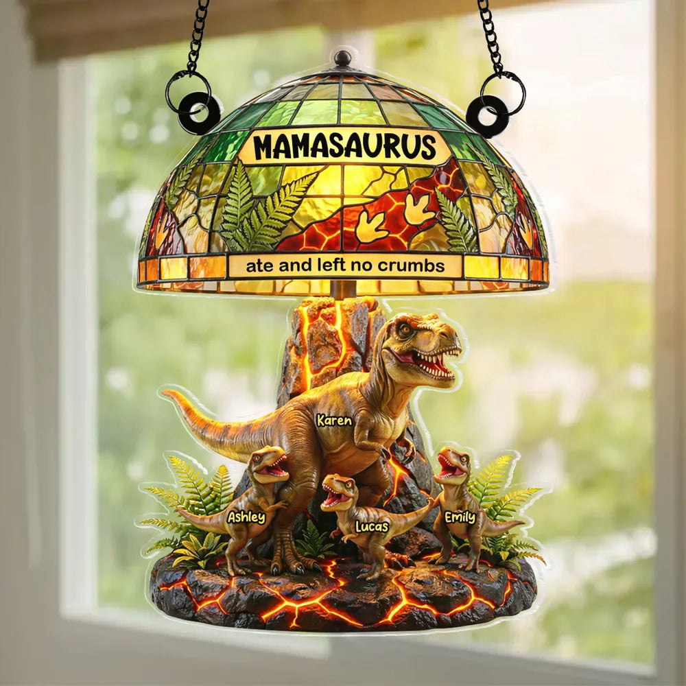 Personalized Acrylic Suncatcher Ornament Mamasaurus Ate And Left No Crumbs Window Decor - Unique Mother's Day Gift for Mom